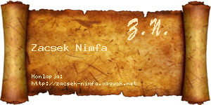 Zacsek Nimfa névjegykártya